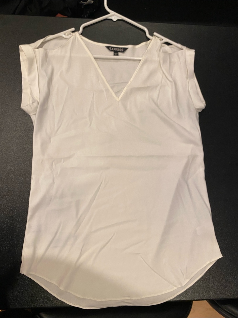 Express White V-Neck Cap Sleeve Blouse